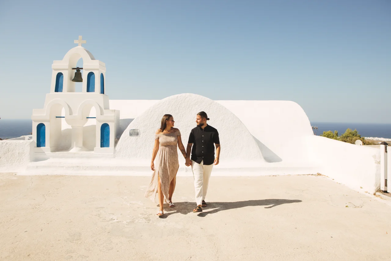 Professional photoshoot at Oia Village